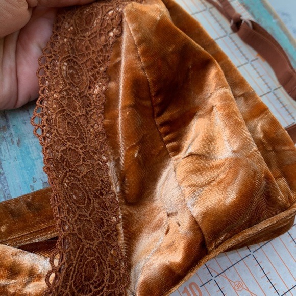 Velvet and Lace Trim Halter top Bralette - Picture 11 of 11